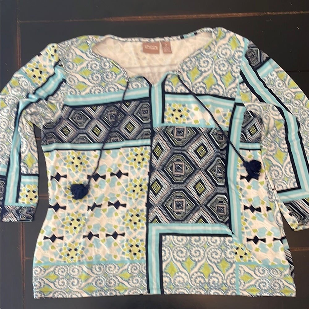 Chico's Multicolor Geometric Print Top
